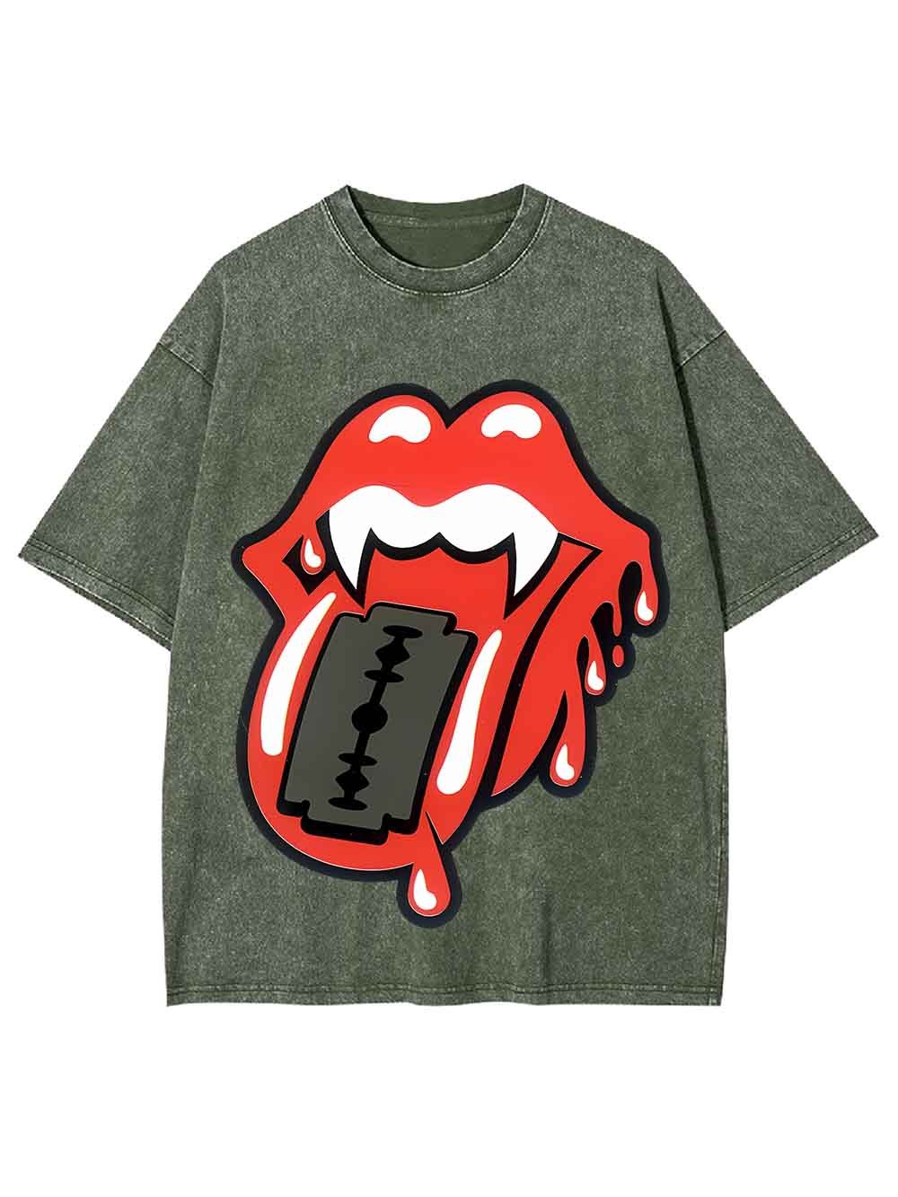 LIPS OF ROCK WASHED TSHIRT