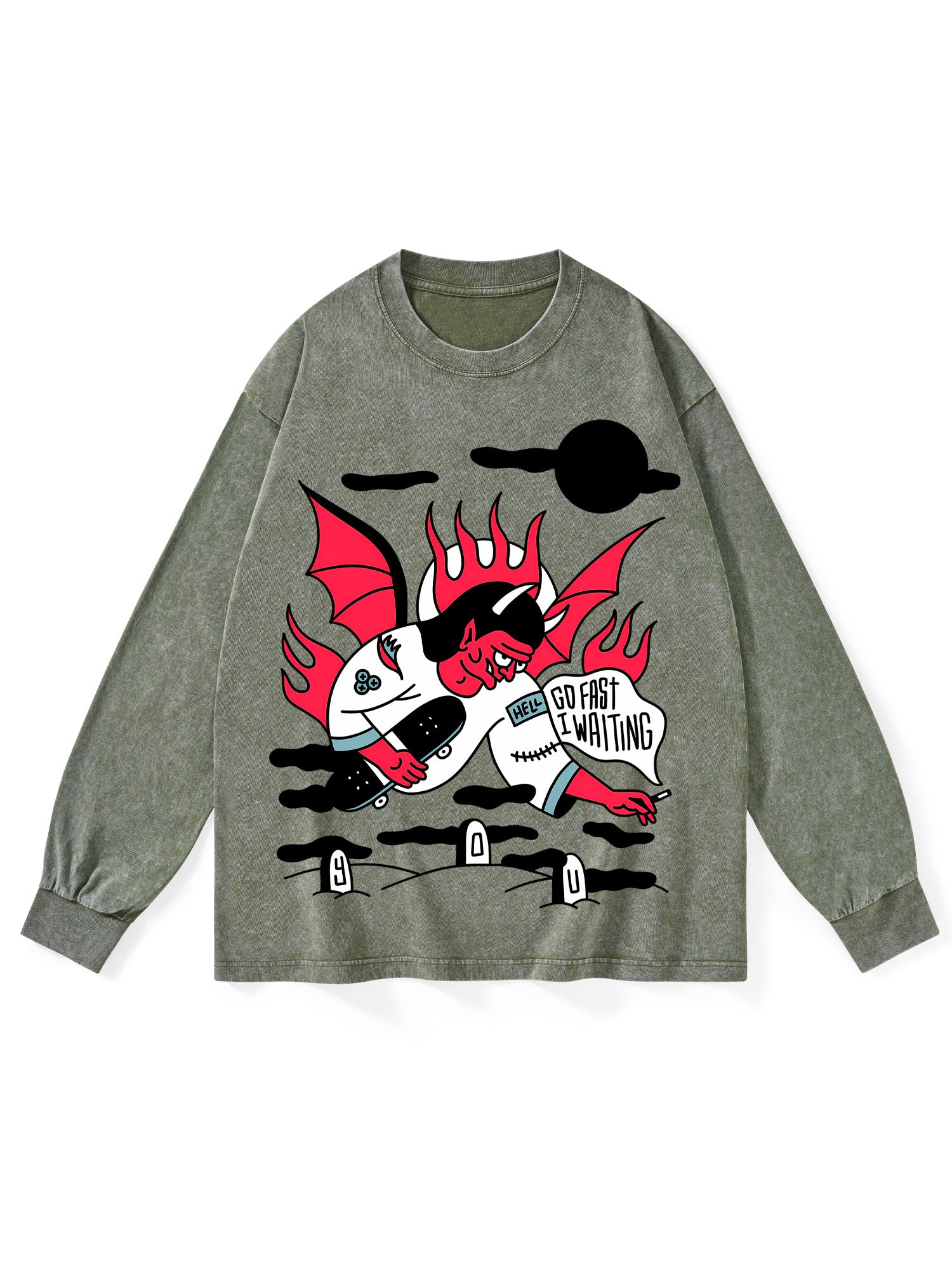 GO FAST WASHED LONG-SLEEVE TSHIRT