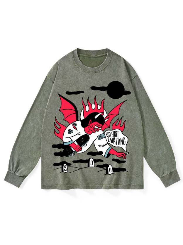 GO FAST WASHED LONG-SLEEVE TSHIRT