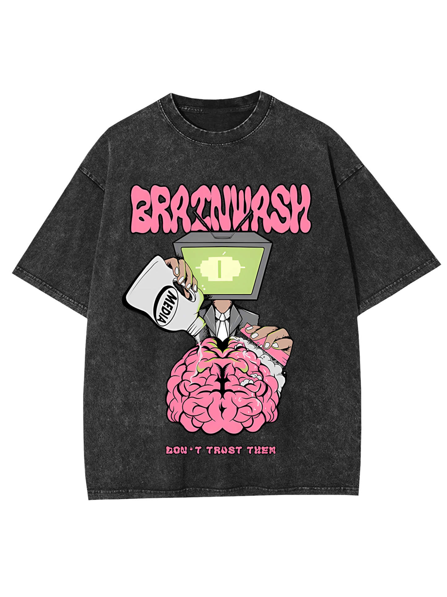 Brain Wash Washed Tshirt-ClassyOutlaw Sale