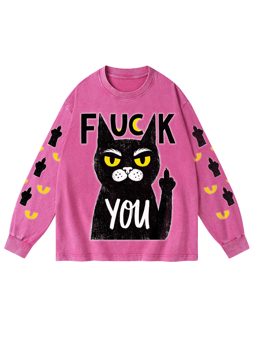 RUDE BLACK CAT WASHED LONG-SLEEVE GRAPHIC TSHIRT