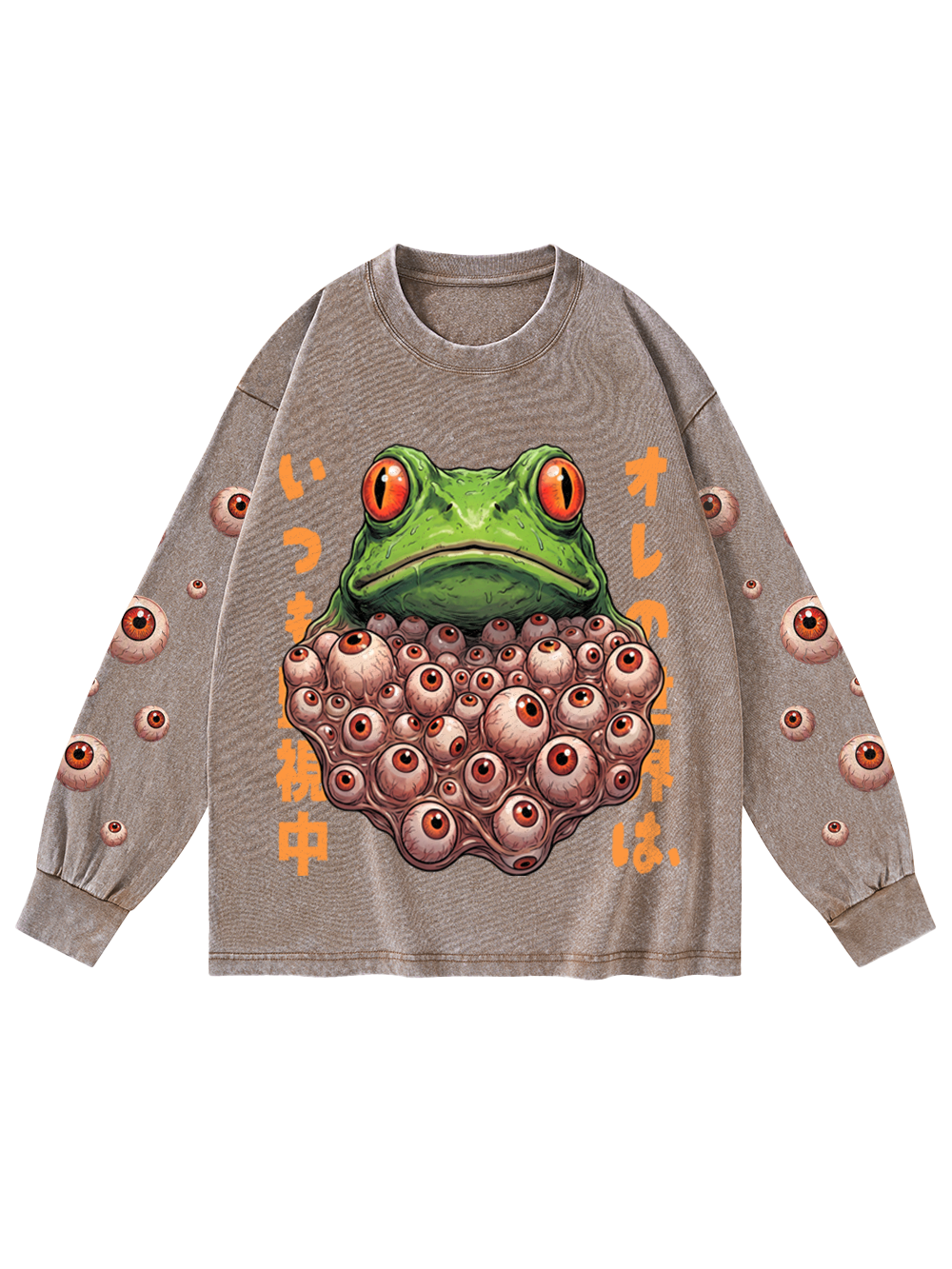 EYEBALL FROG WASHED LONG-SLEEVE GRAPHIC TSHIRT