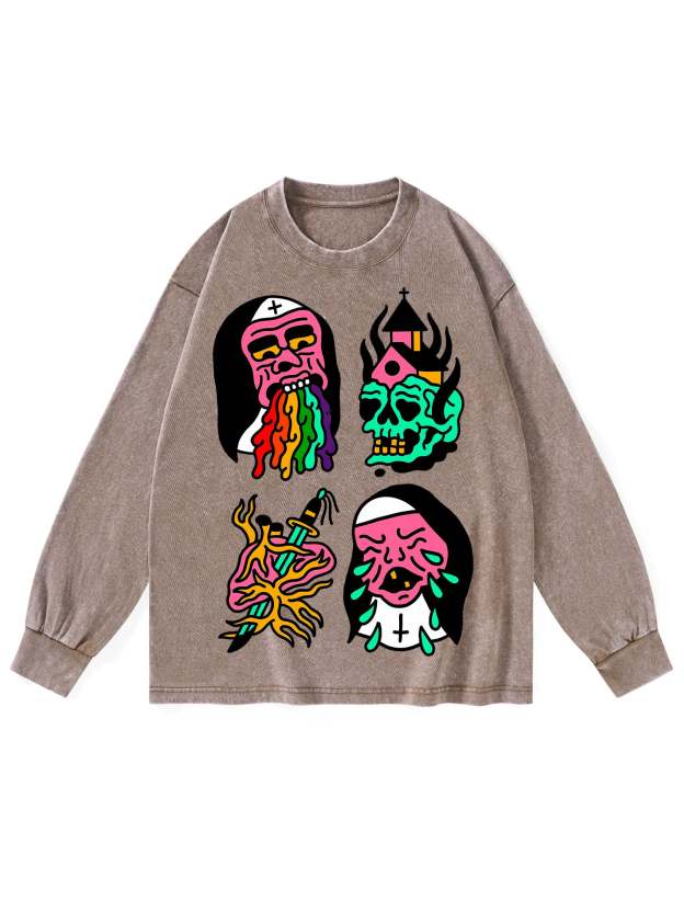 SICK NUNS WASHED LONG-SLEEVE TSHIRT