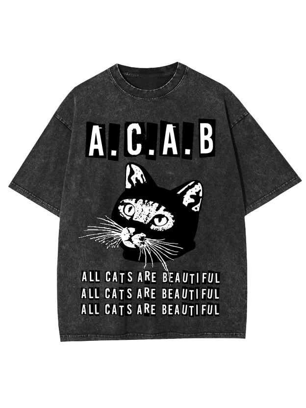 All Cats Are Beautiful Washed Tshirt-ClassyOutlaw