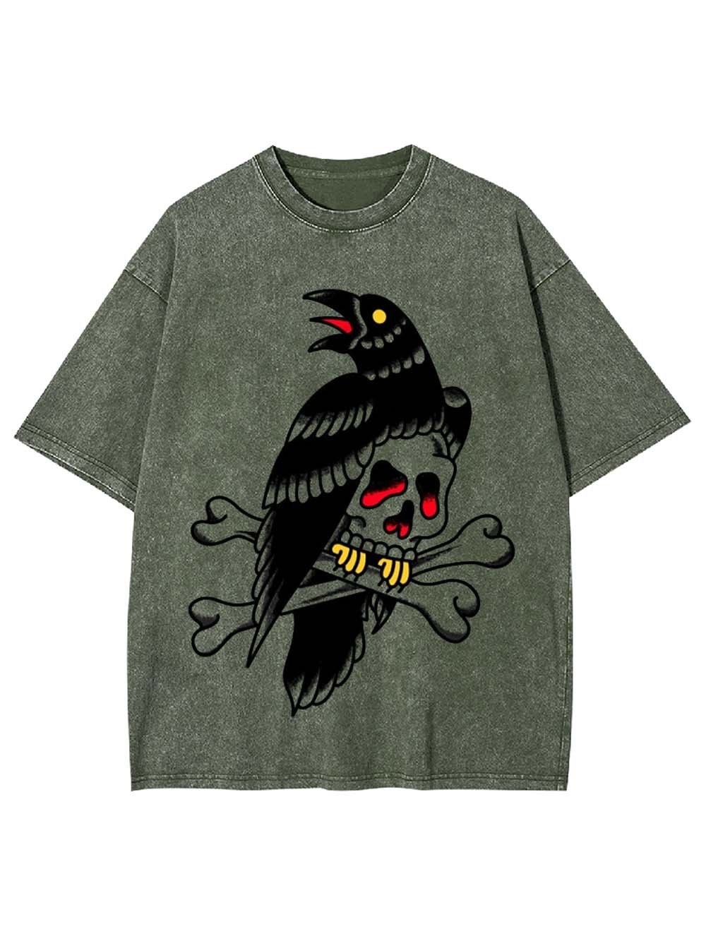 Skull Crossbones Graphic Washed Tshirt