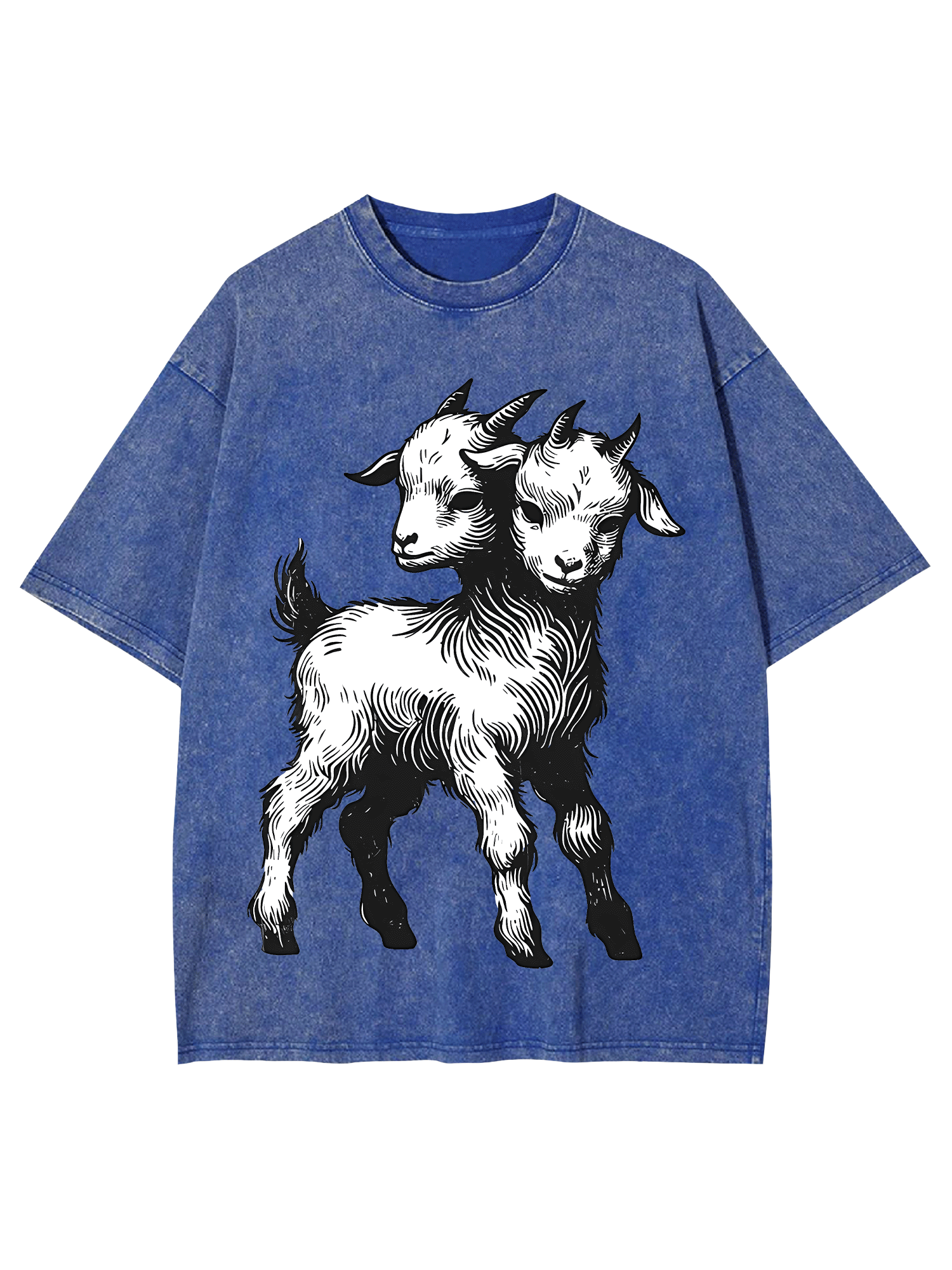Two-Headed Goat Washed Tshirt-ClassyOutlaw Sale