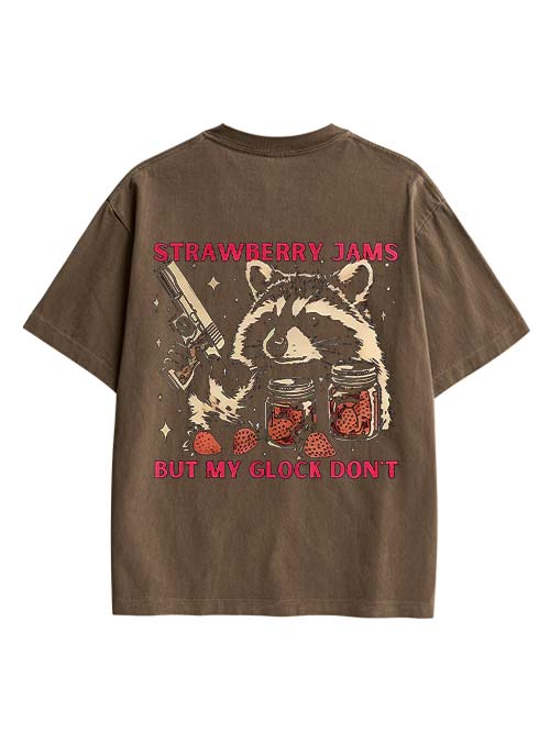 Strawberry Jams But My Glock Don't Double Sided Print Washed TShirt