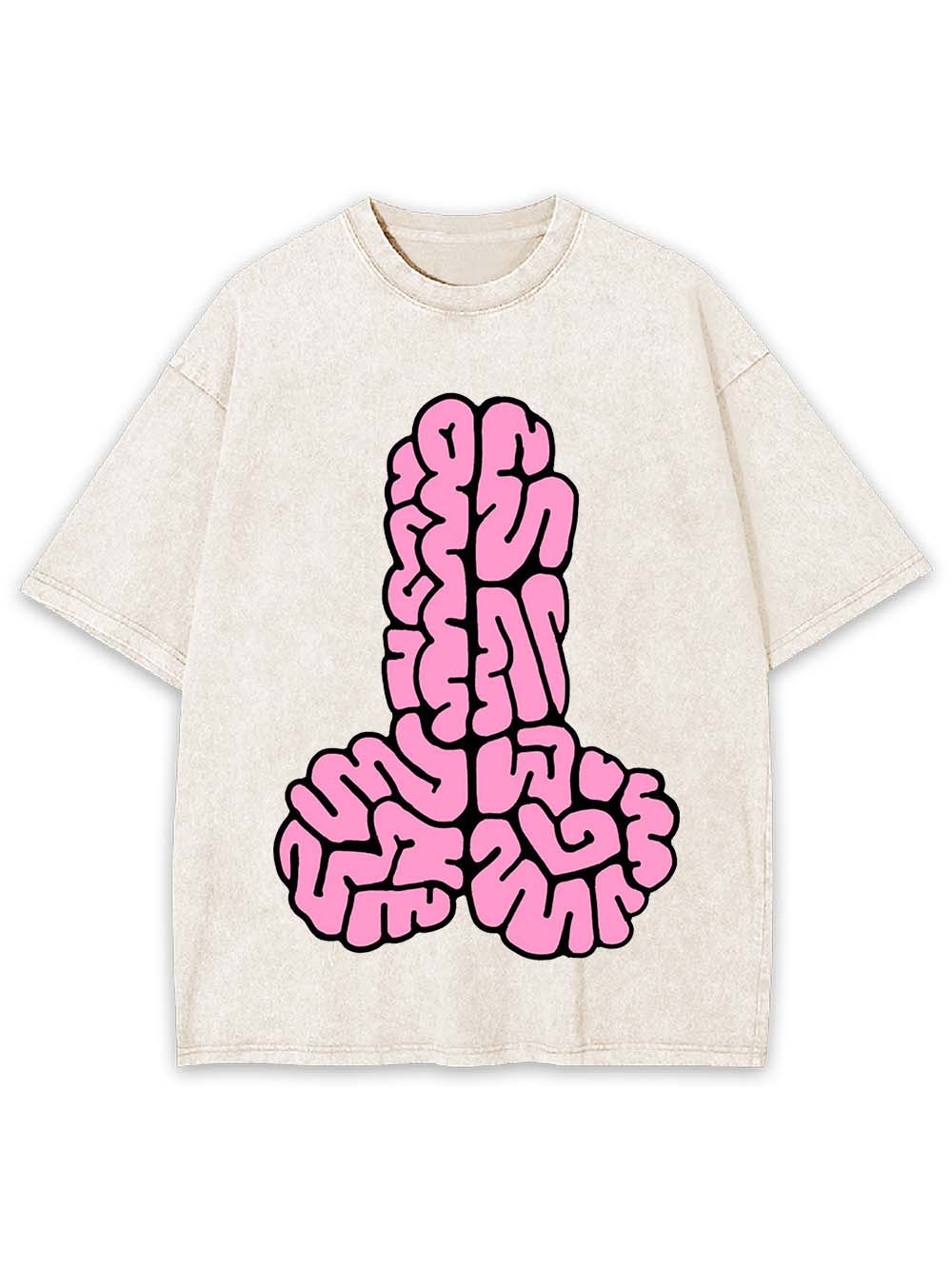 Pink Brain Pattern Abstract Washed Tshirt