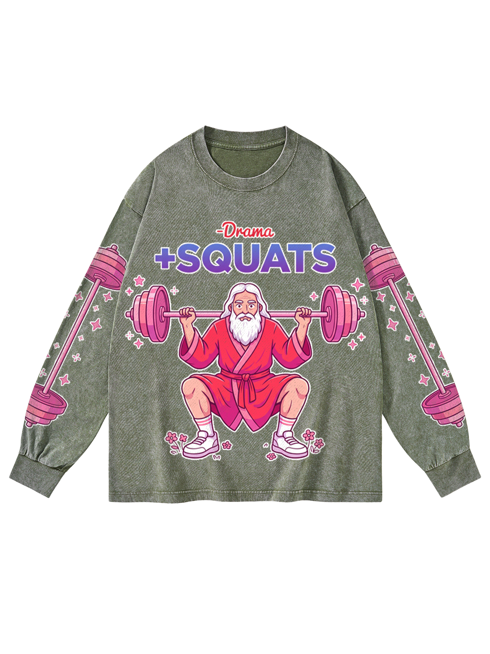 GYM SAGE WASHED LONG-SLEEVE GRAPHIC TSHIRT