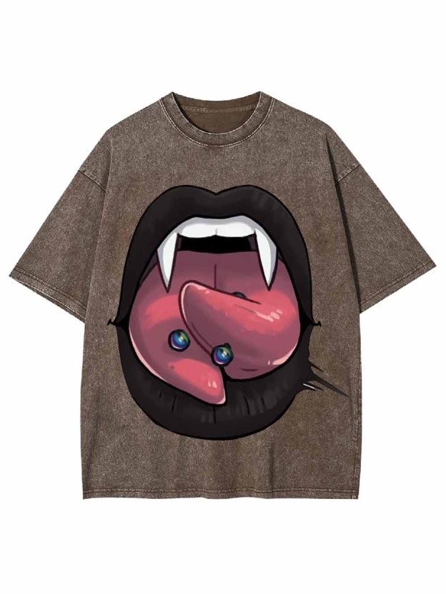 VAMPIRE TONGUE WASHED TSHIRT