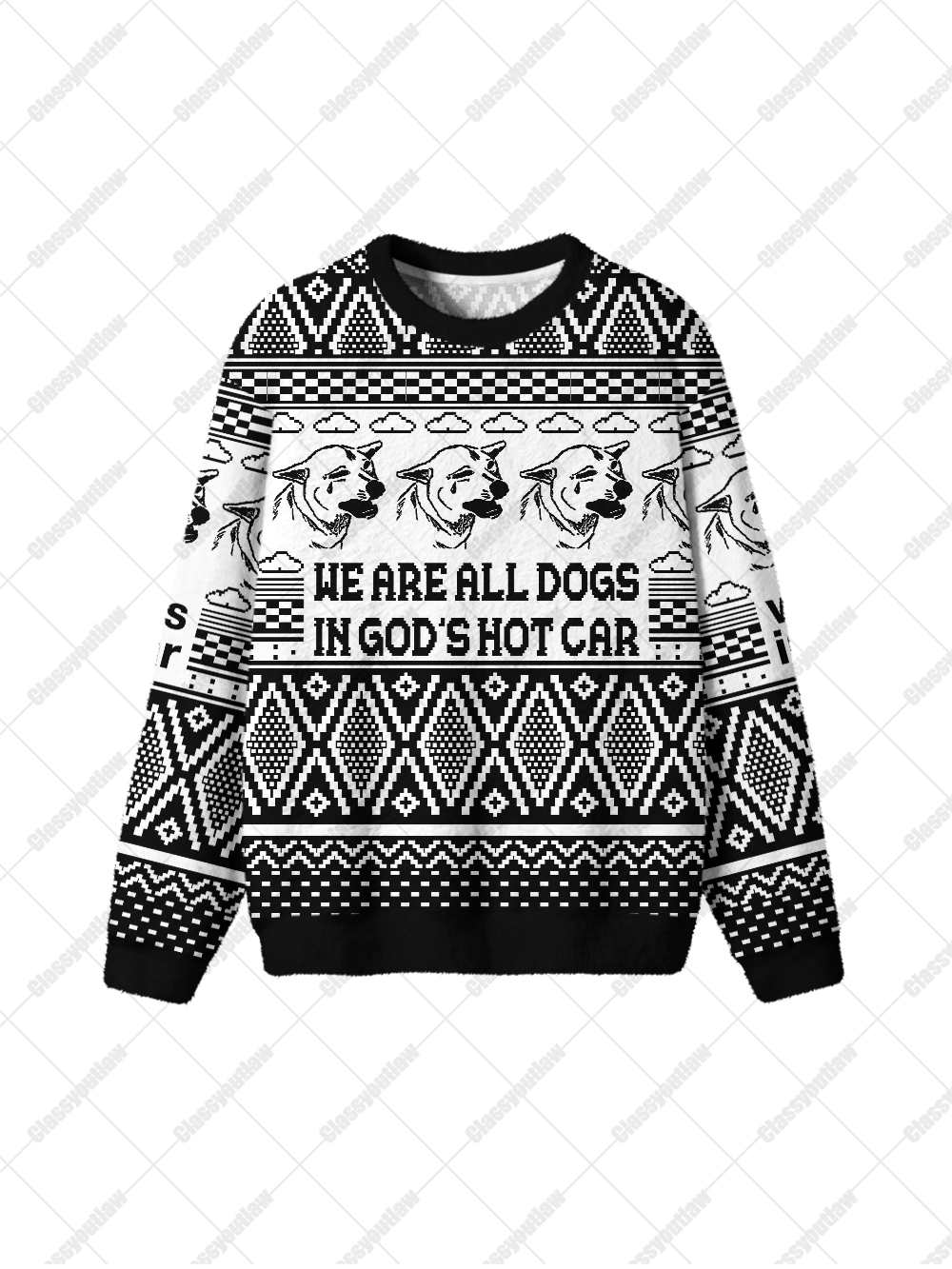 HOT CAR DOGS UGLY CHRISTMAS SWEATSHIRT