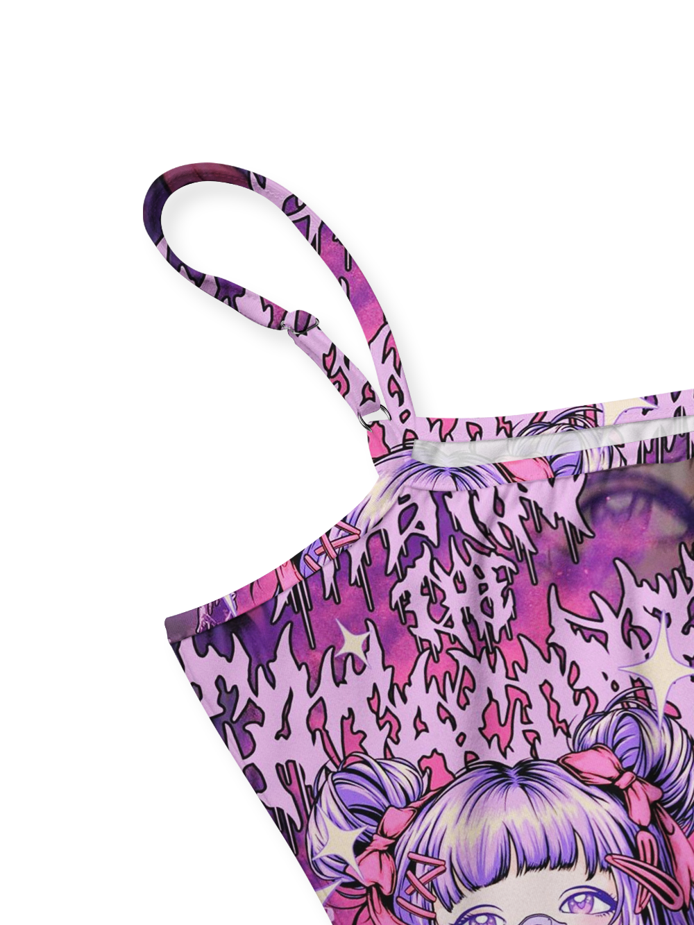 DESIRE PURPLE FULL-PRINT SPAGHETTI-STRAP TOP
