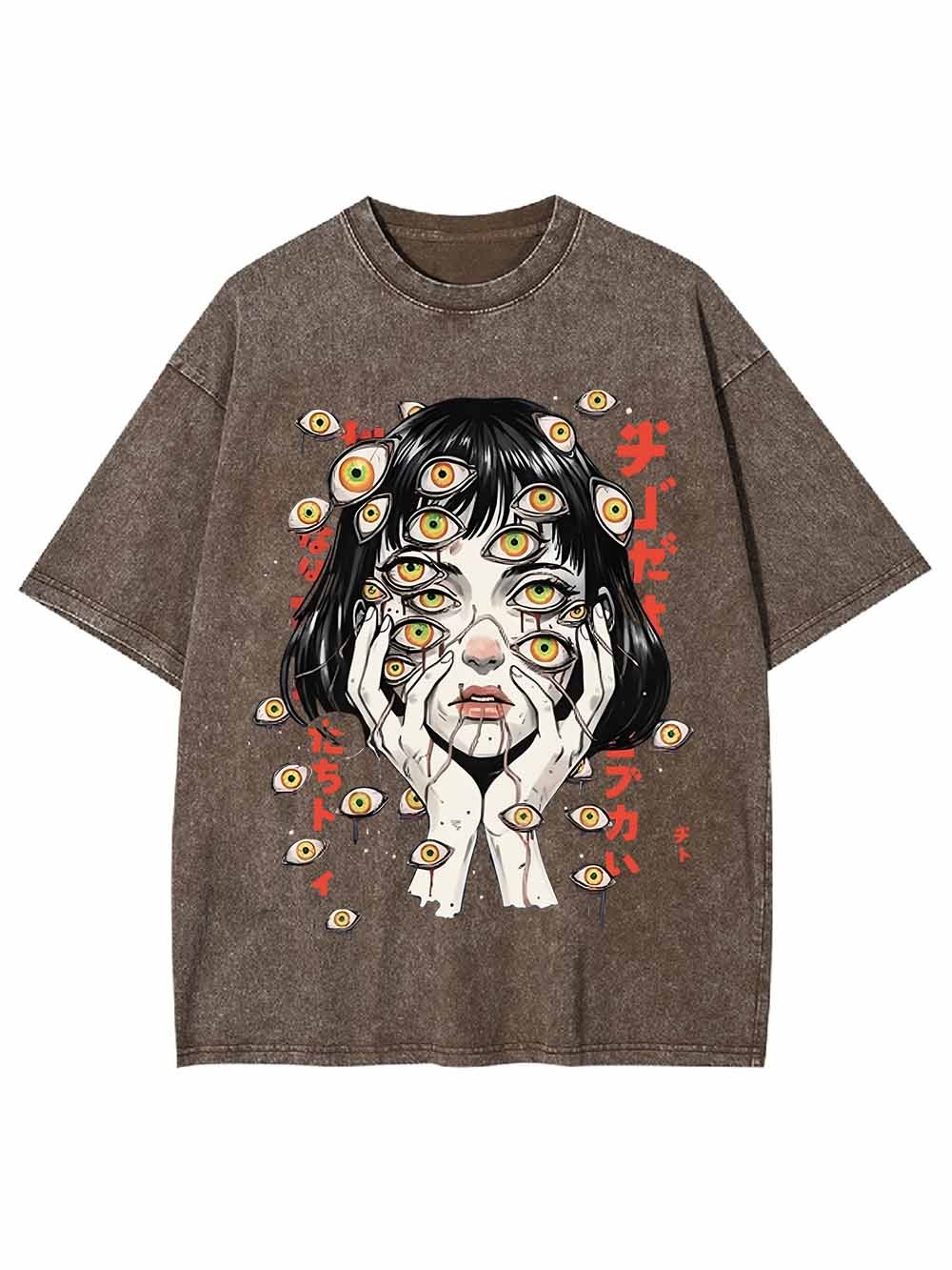 Weird Fantasy Girl With Many Eyes Washed Tshirt