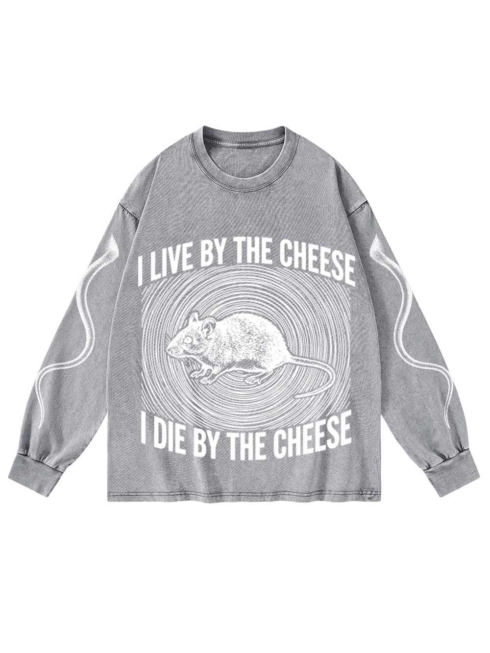 CHEESE RAT WASHED LONG-SLEEVE GRAPHIC TSHIRT