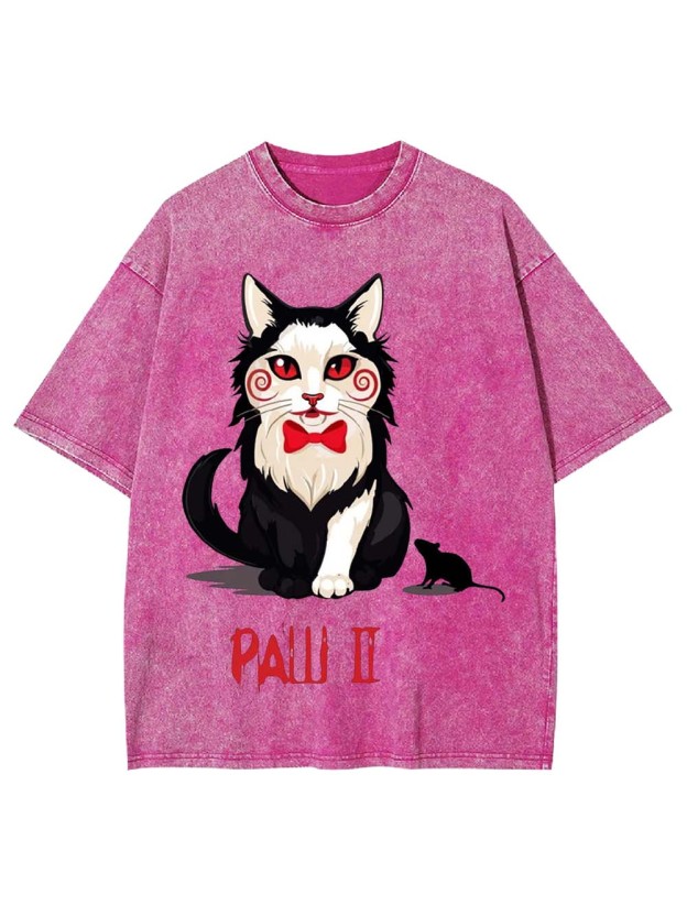 PAW II Black White Cat Washed Tshirt