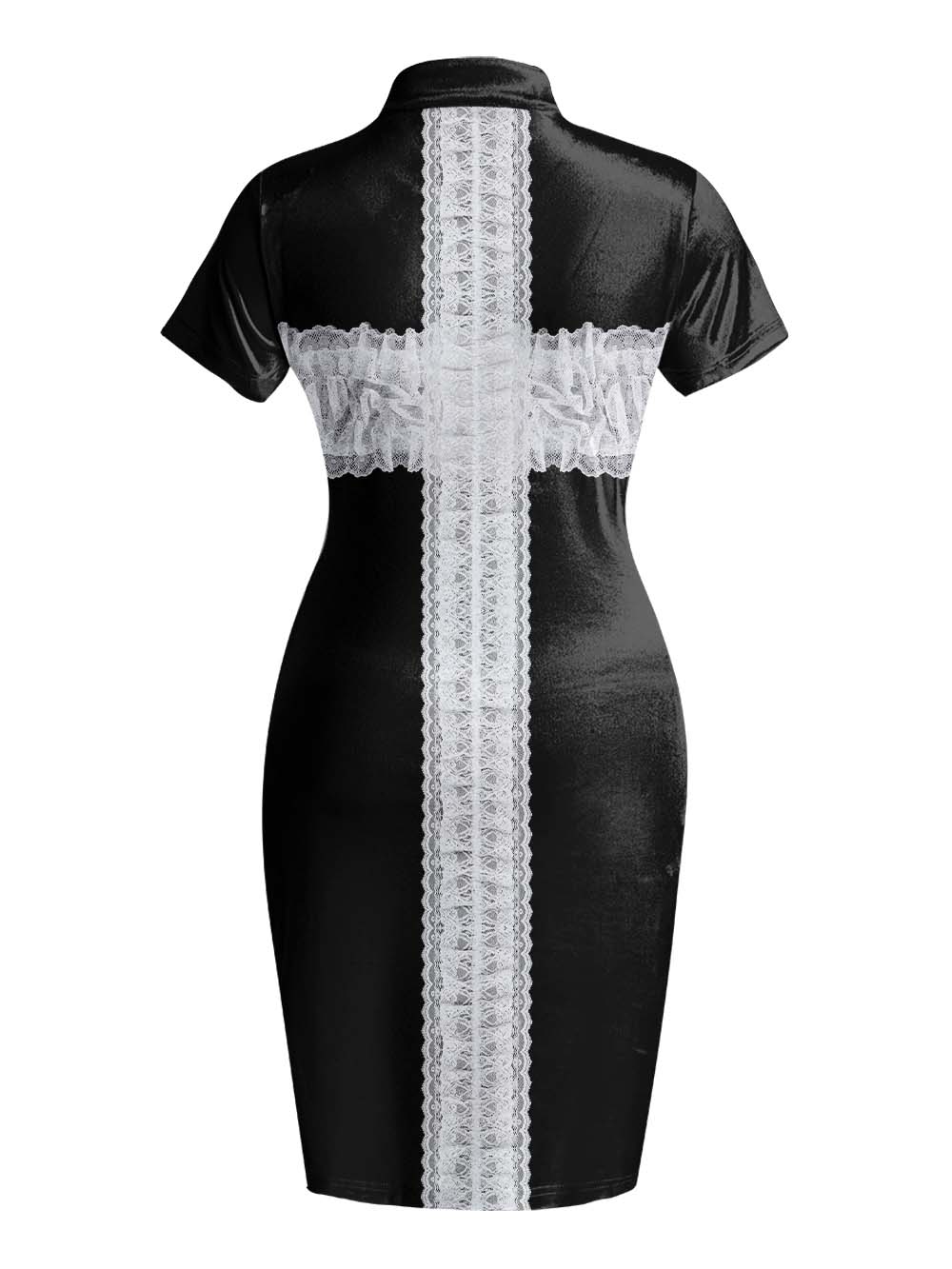 LACE CROSS QIPAO MINI DRESS