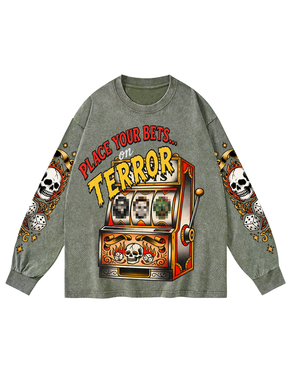 TERROR SLOTS WASHED LONG-SLEEVE GRAPHIC TSHIRT
