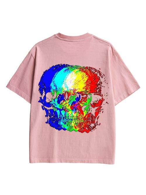 Skull Illusion Double Sided Print Washed TShirt