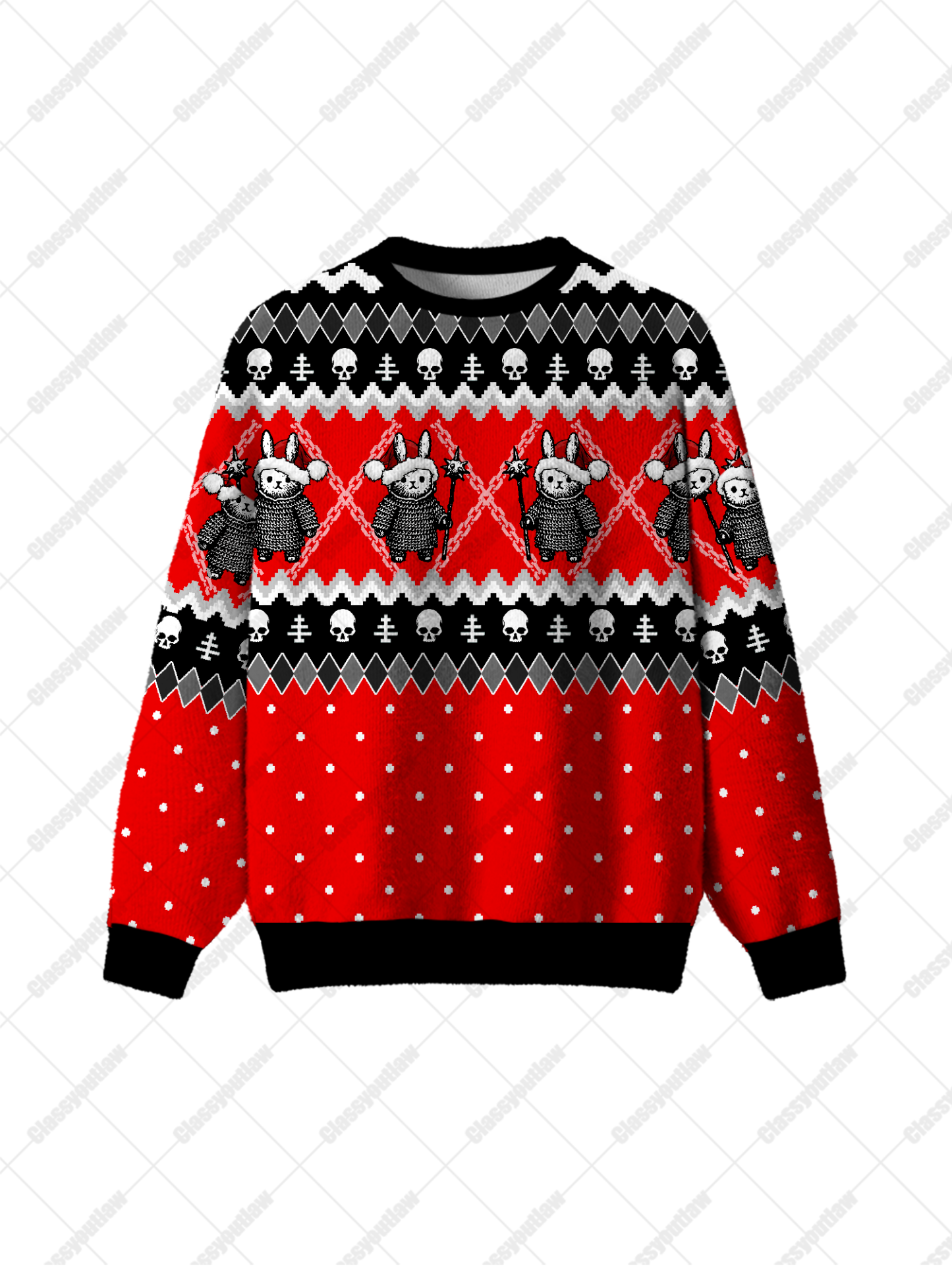 Warrior Bunn UGLY CHRISTMAS SWEATSHIRT-ClassyOutlaw Sale