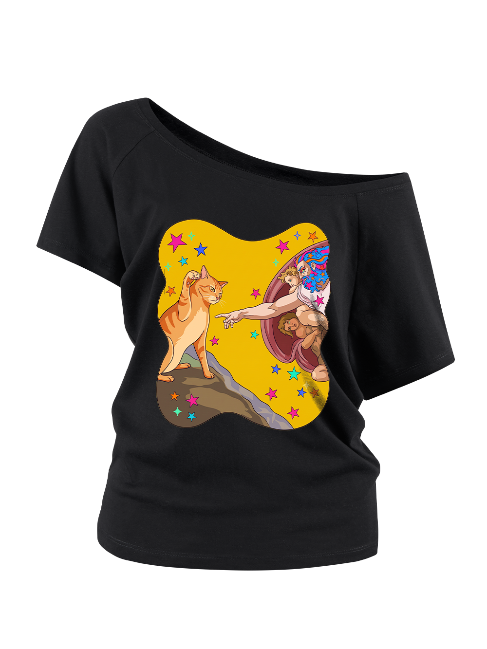 GOD CAT TOUCH OFF SHOULDER TSHIRT