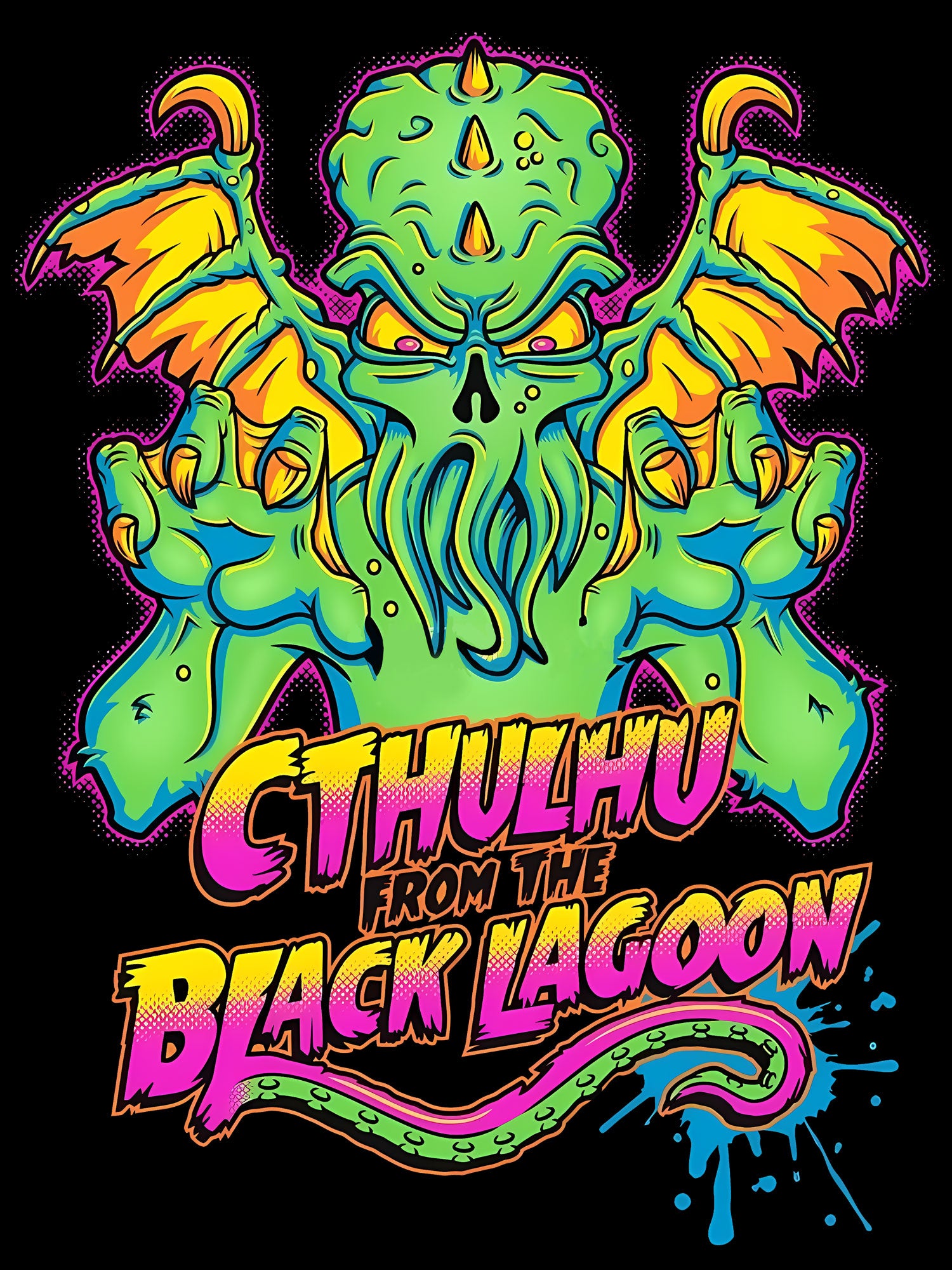 Cthulhu From The Black Lagoon Washed Tshirt