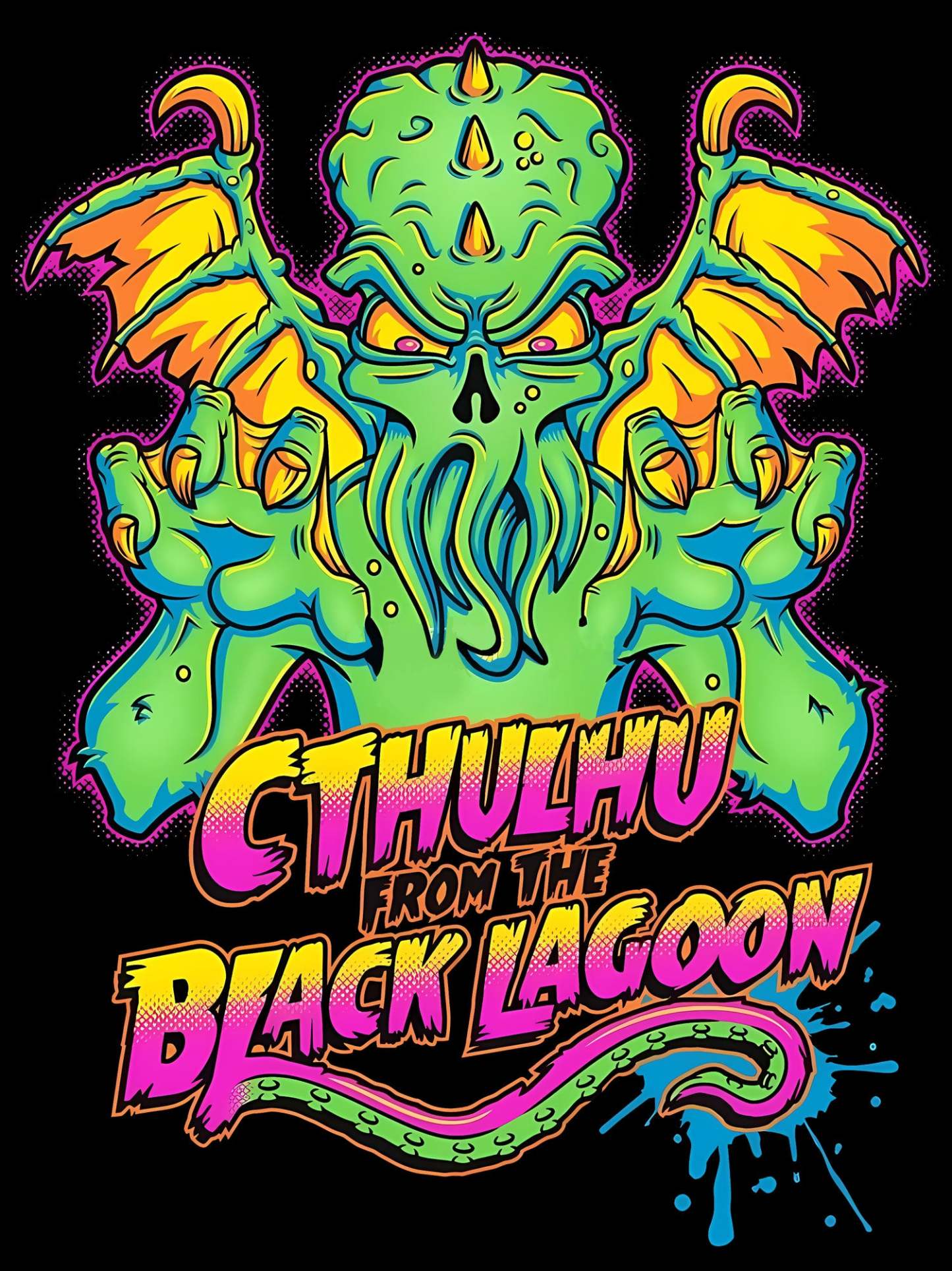 Cthulhu From The Black Lagoon Washed Tshirt