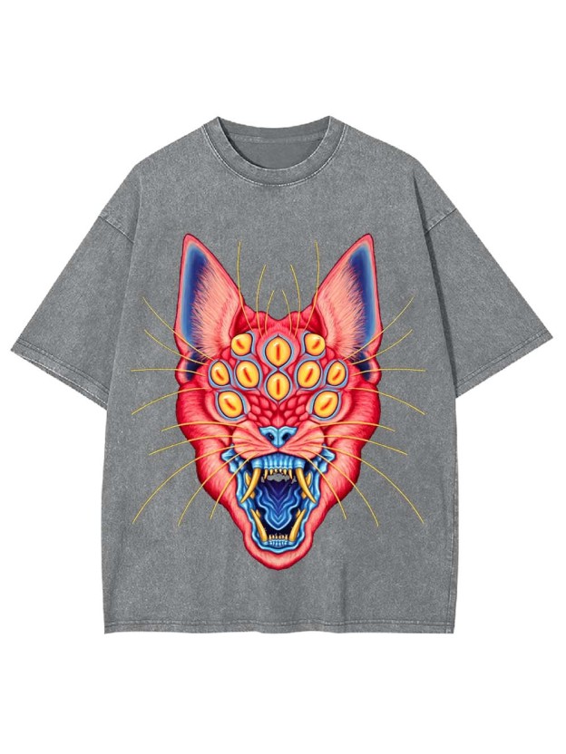 MULTI EYED PANTHER WASHED TSHIRT
