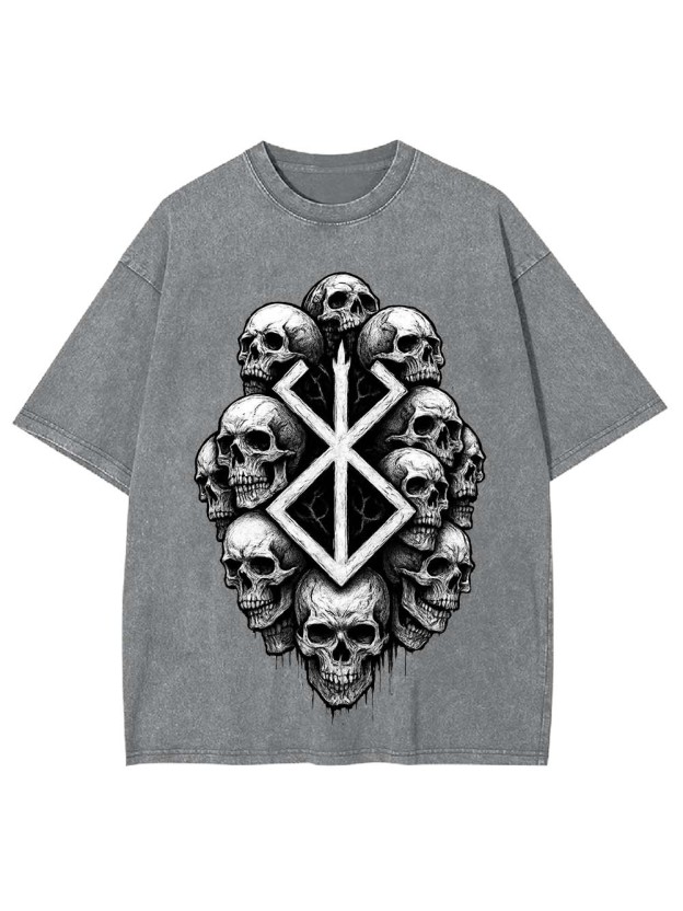 SKULL EMBLEM WASHED TSHIRT