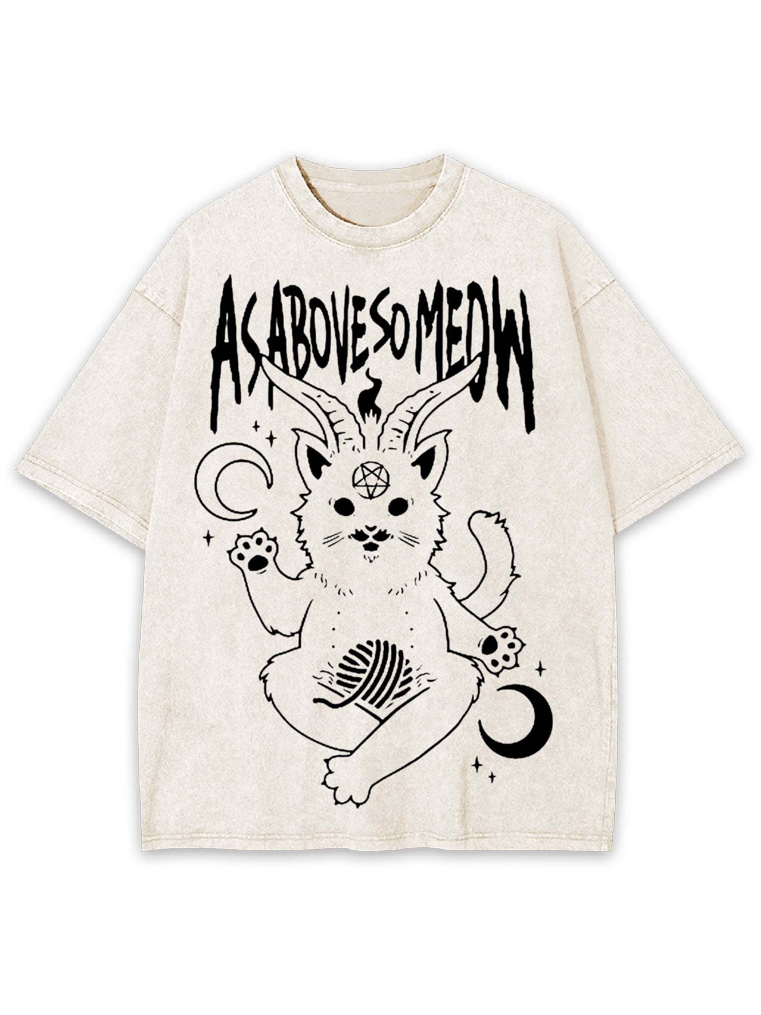 As Above So Meow Washed Tshirt-ClassyOutlaw Sale