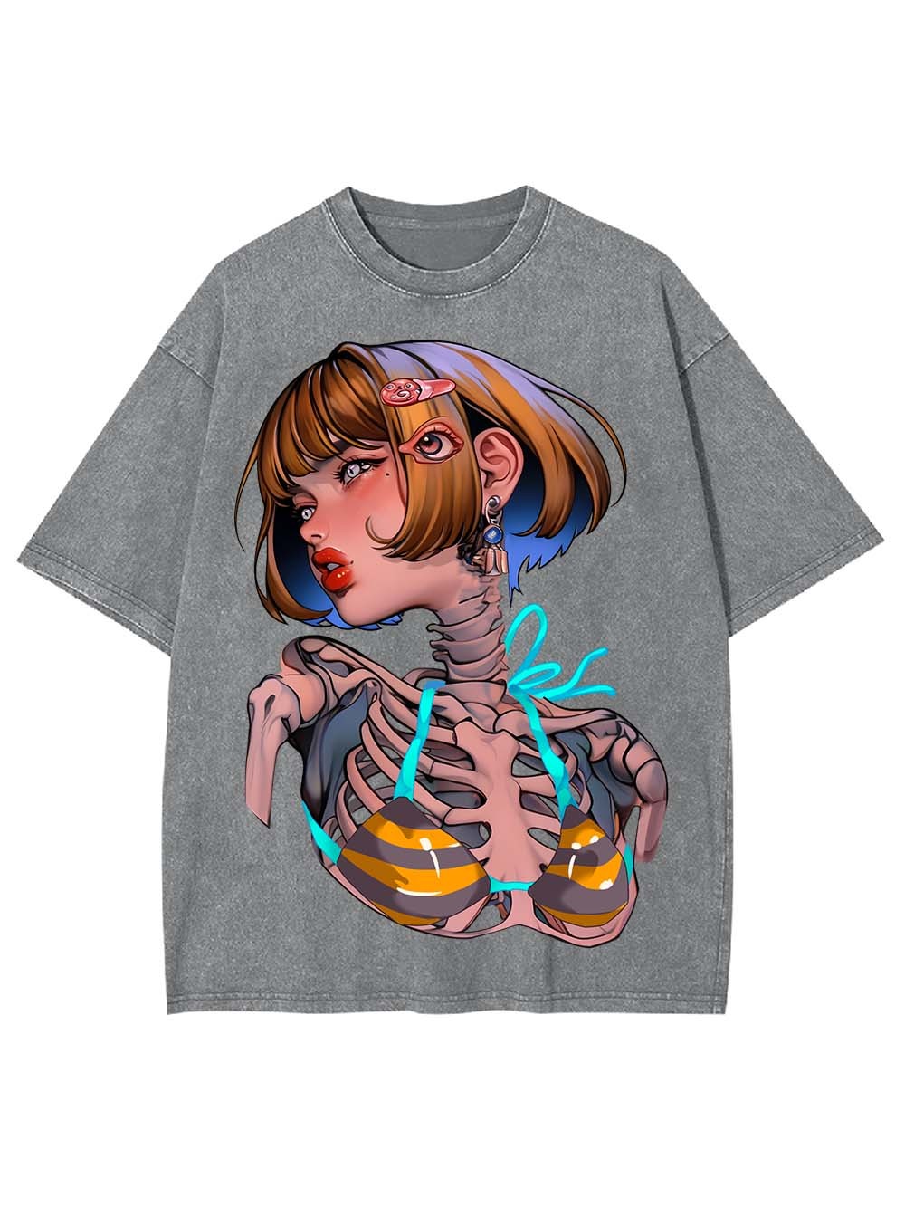 Skeleton in Stripes Washed Tshirt