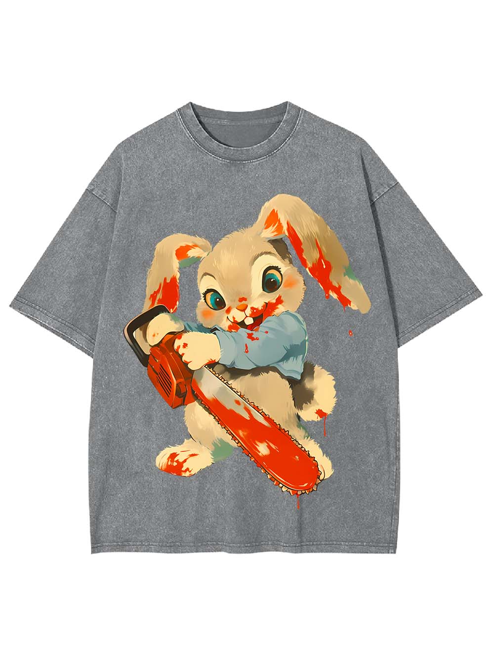 Bloody Bunny with Chainsaw Washed Tshirt