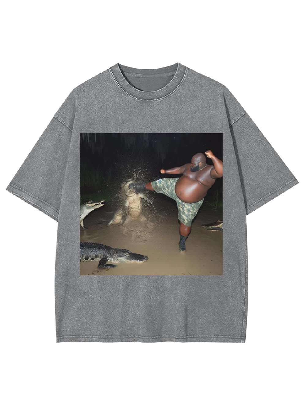 Kicking an alligator in the swamp Washed Tshirt