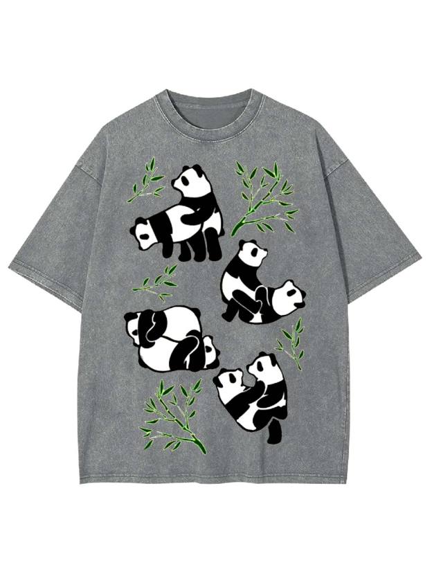 Playful Pandas and Bamboo Washed Tshirt