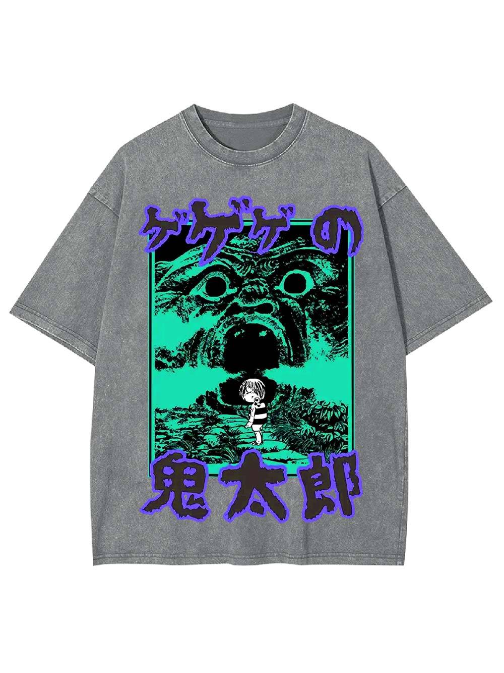GeGeGe no Kitaro Washed Tshirt-ClassyOutlaw Sale