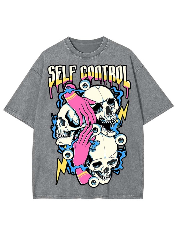 SELF CONTROL CHAOS WASHED TSHIRT