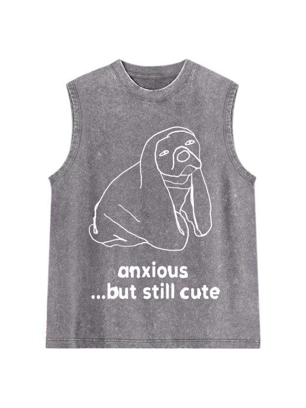 Anxious but Cute Washed Tank Top