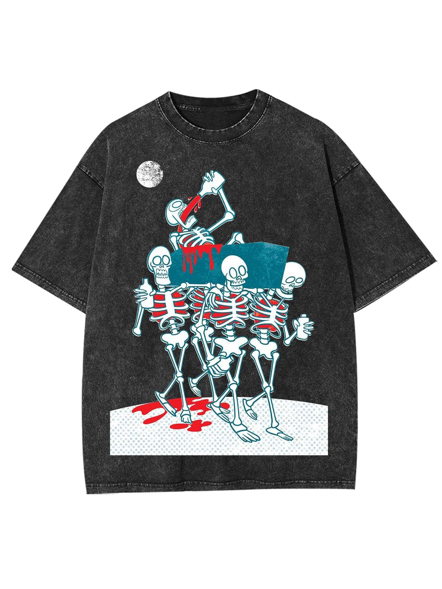Dance Of The Skeletons Under The Moon Washed Tshirt