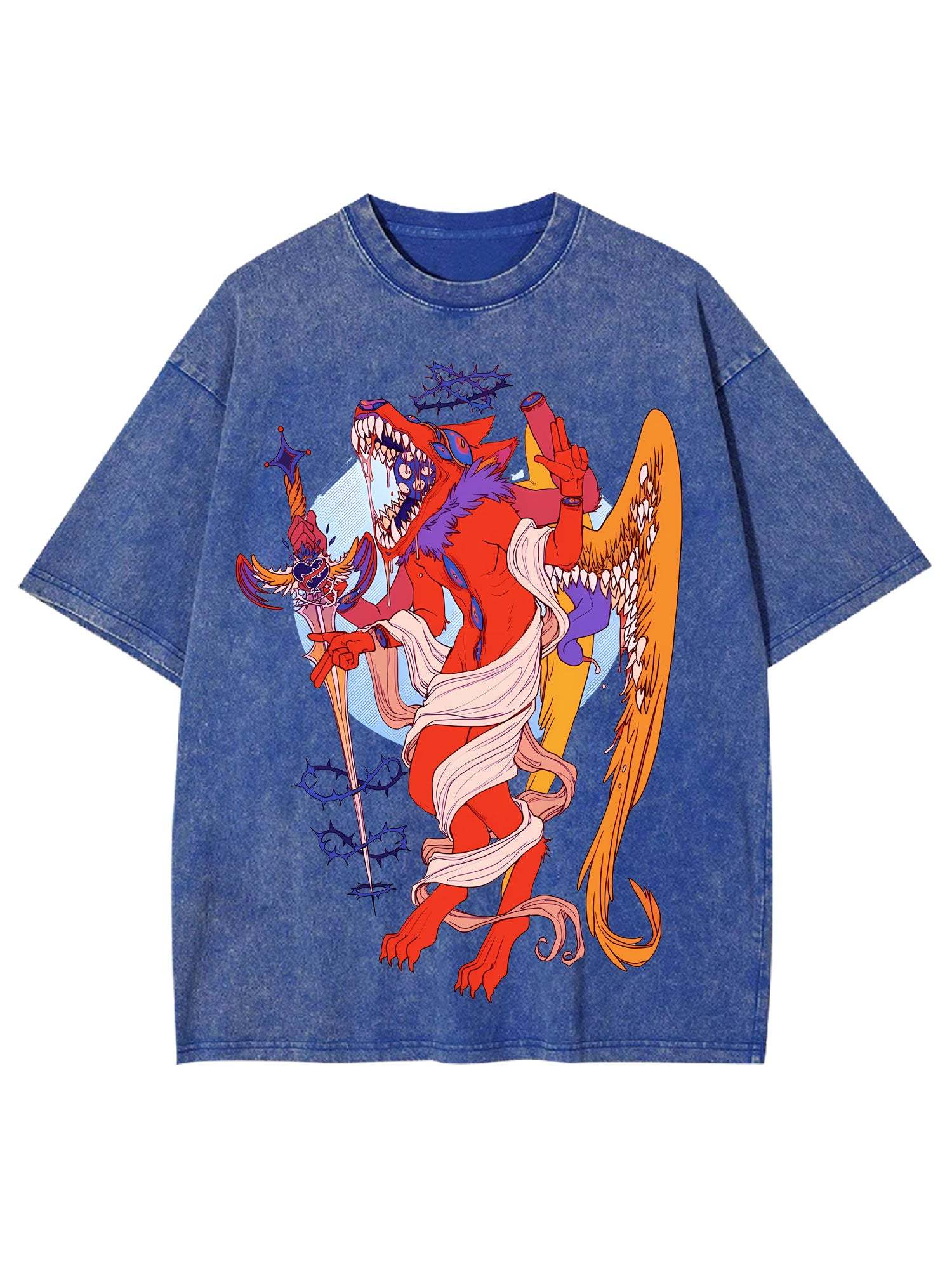 Divine Beast Of Chaos Washed Tshirt-ClassyOutlaw Sale