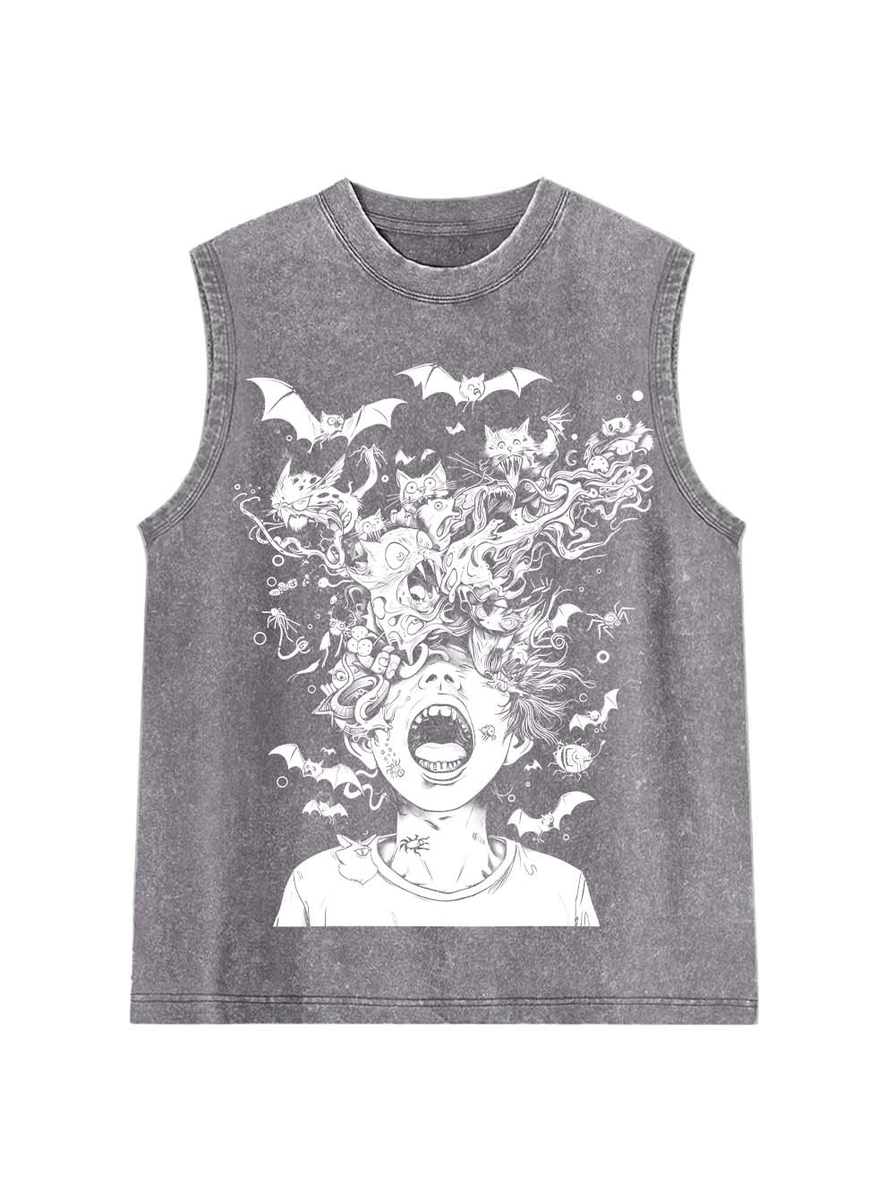 Chaotic Nightmare Washed Tank Top