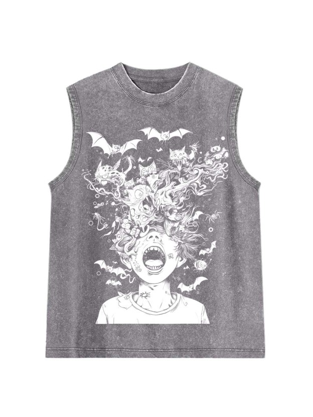 Chaotic Nightmare Washed Tank Top