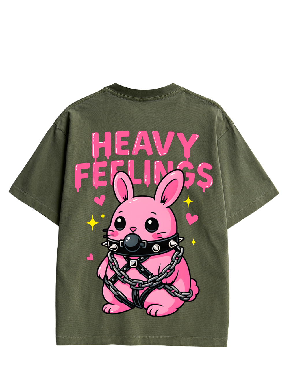 HEAVY FEELINGS Double Sided Print Washed TShirt