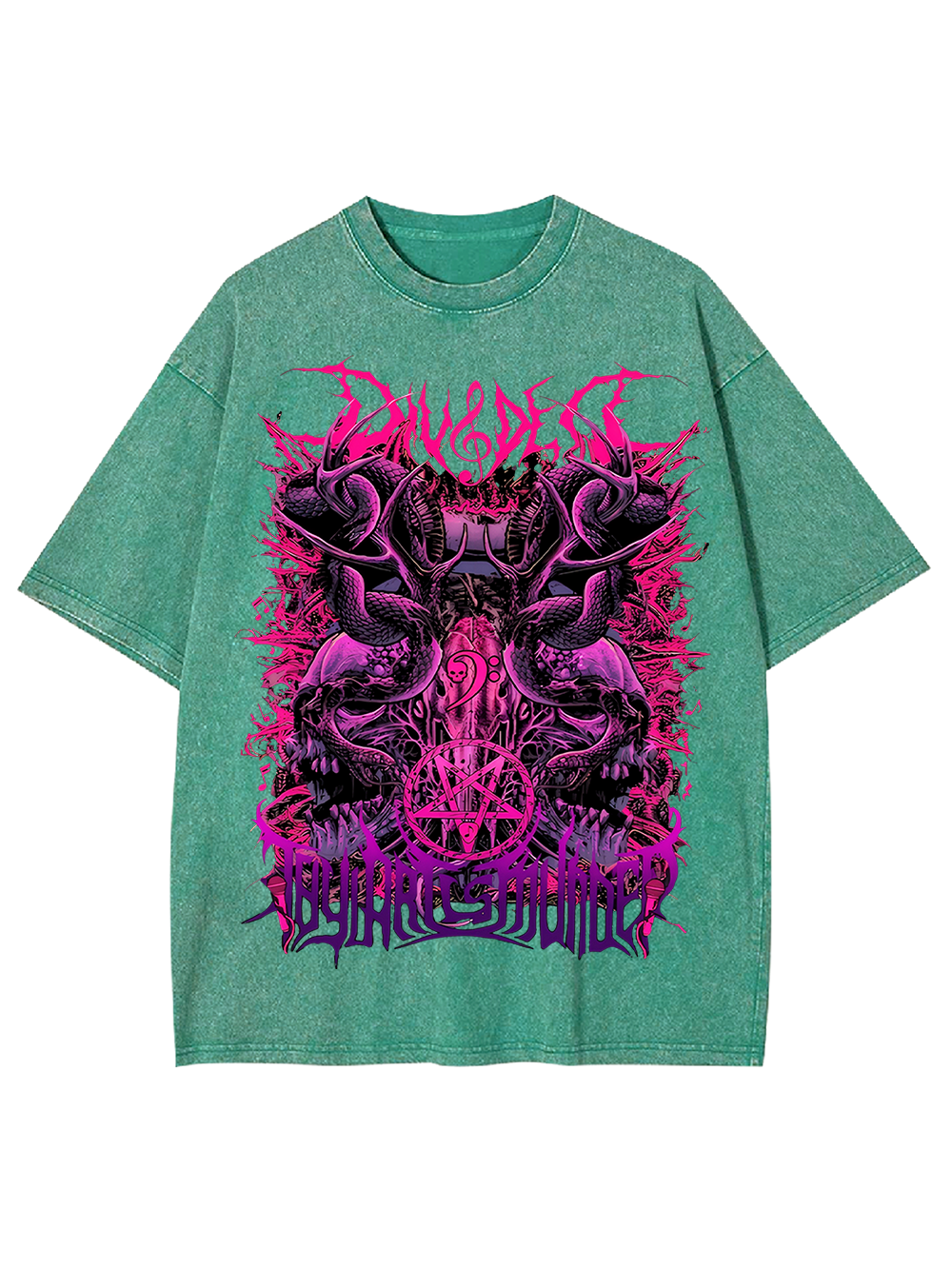 Darkcore Neon Hell Oversized Washed Tshirt