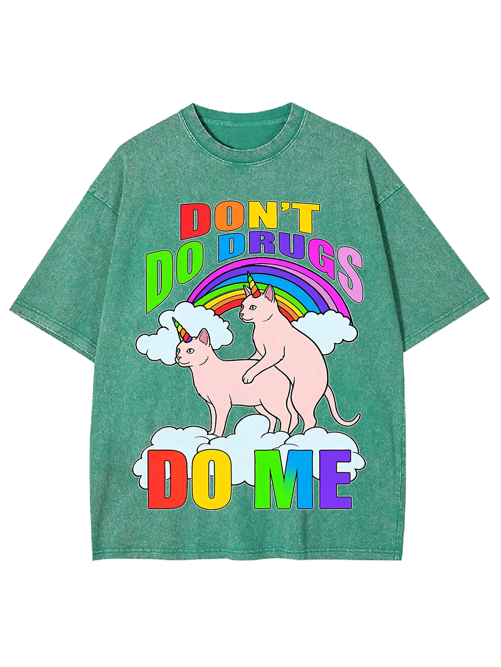 Unicorns Behaving Badly Cat Washed Tshirt