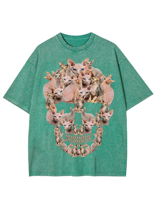Feline Skull Society Washed Tshirt