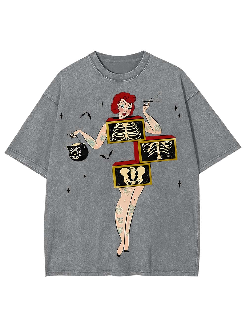 SKELETONS AND STYLE WASHED TSHIRT