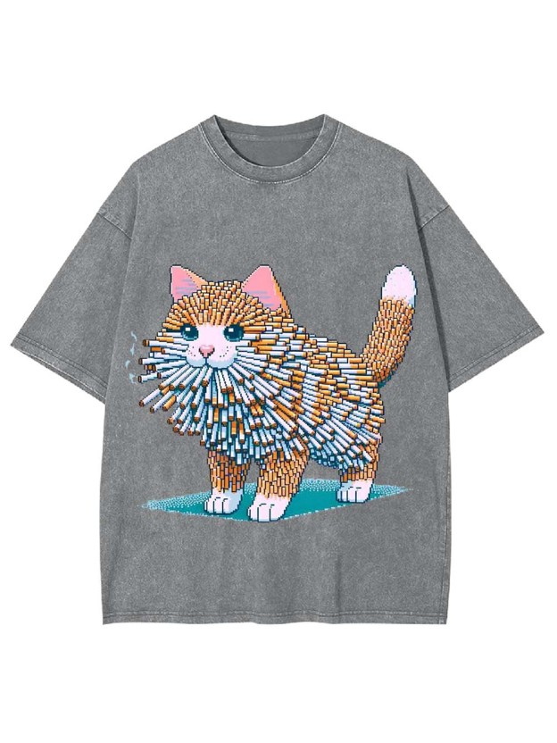 Cigarette Cat Washed Tshirt