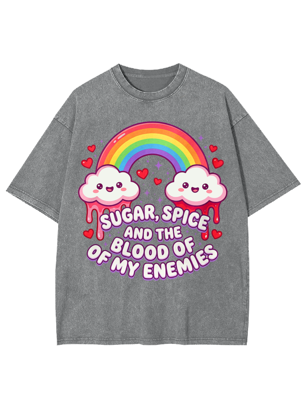 SUGAR, SPICE AND THE BLOOD OF MY ENEMIES Washed Tshirt