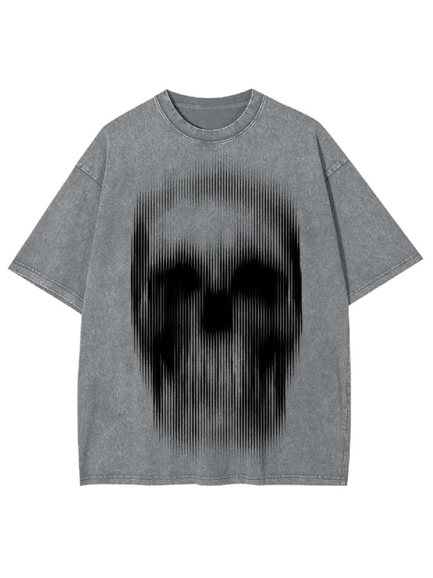 Distorted Skull Art Washed Tshirt