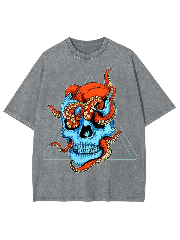 Tentacled Skull Washed Tshirt