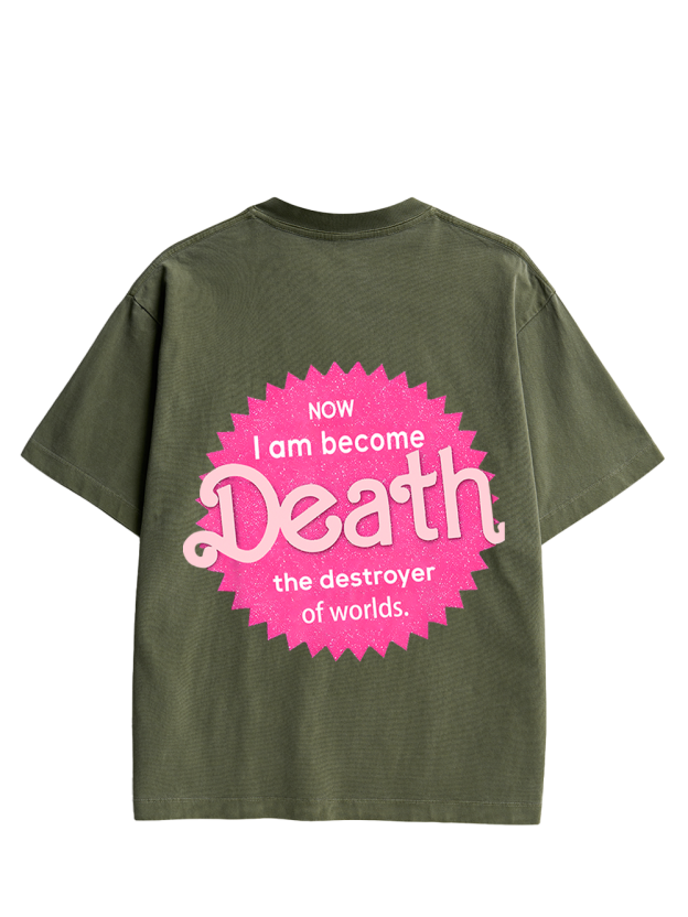 Sparkly Harbinger of Death Double Sided Print Washed TShirt